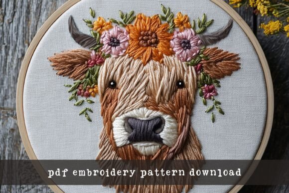 Floral Highland Cow Embroidery Review