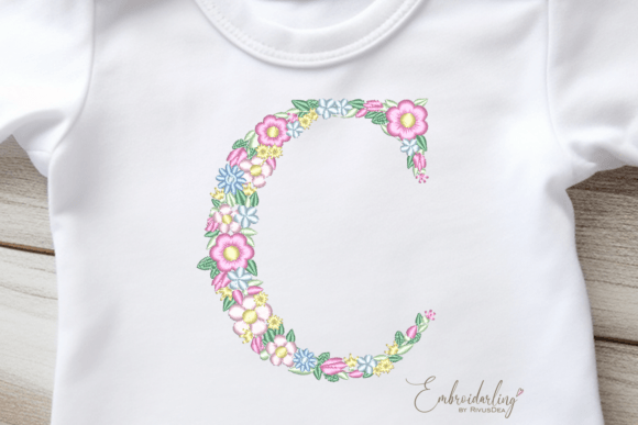 Floral Letter C Embroidery for Seasonal Projects