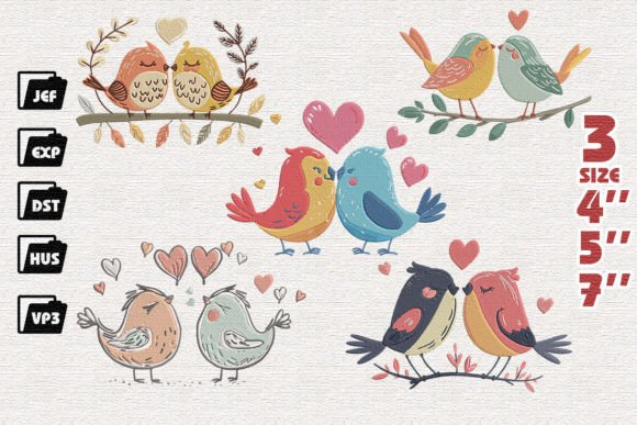 Set of 5 Couple Love Birds Embroidery Review