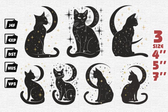 Set of 7 Mysterious Cat Embroidery Review